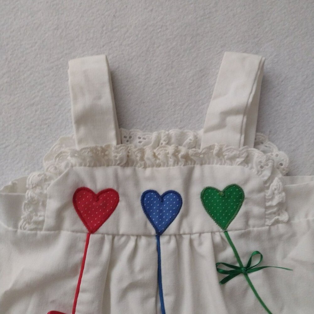 Vintage Heart Balloon Embroidered Onesies 12M Cute Cotton Blend Outfit - Picture 3 of 9